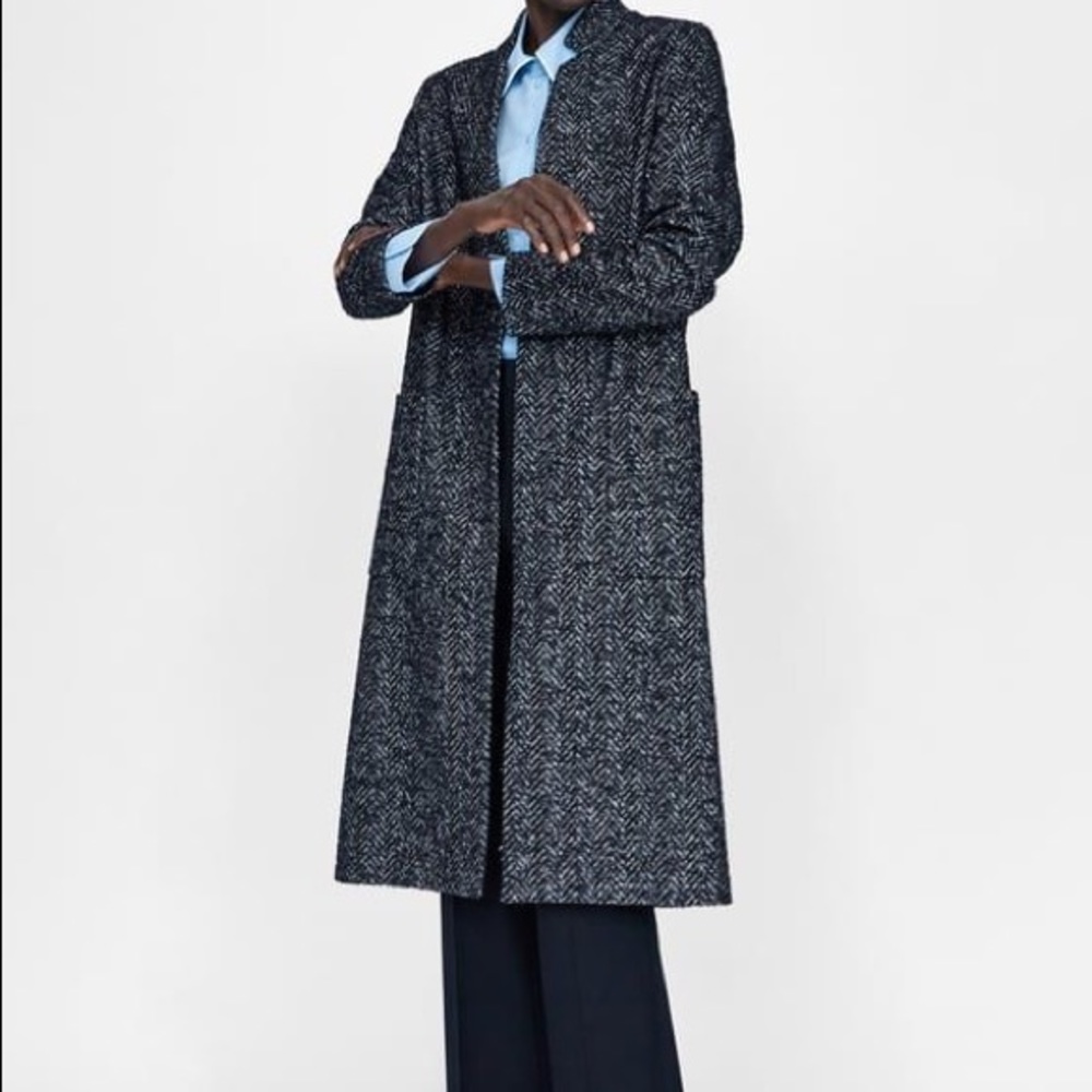 Zara herringbone long coat